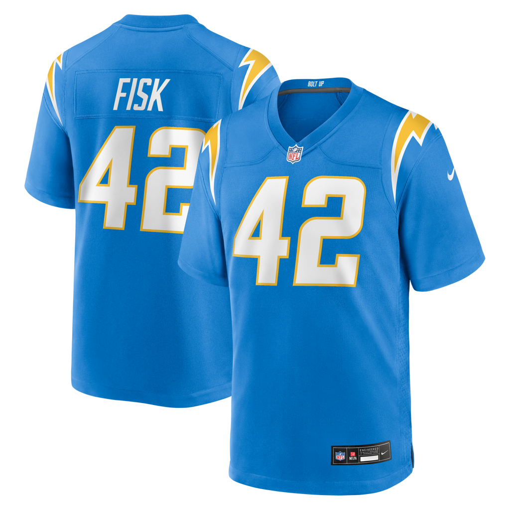 Los Angeles Chargers Tucker Fisk Powder Blue Team Game Jersey product image 1, provided for visual reference and product