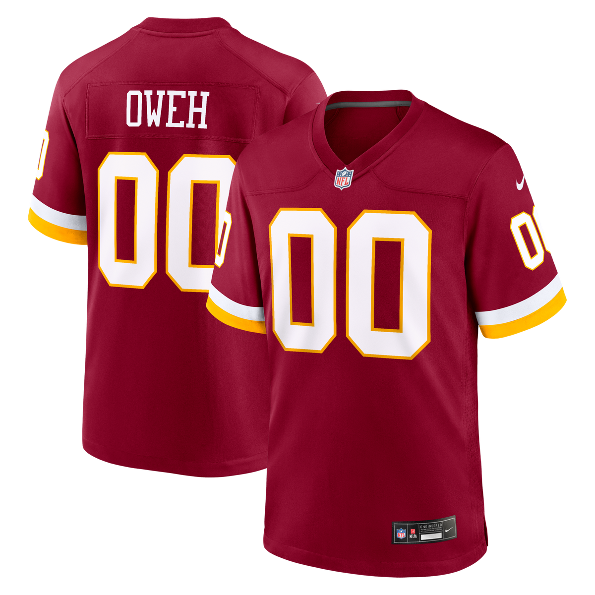 Washington Commanders Odafe Oweh Burgundy Game Jersey product image 2, provided for visual reference and product detail