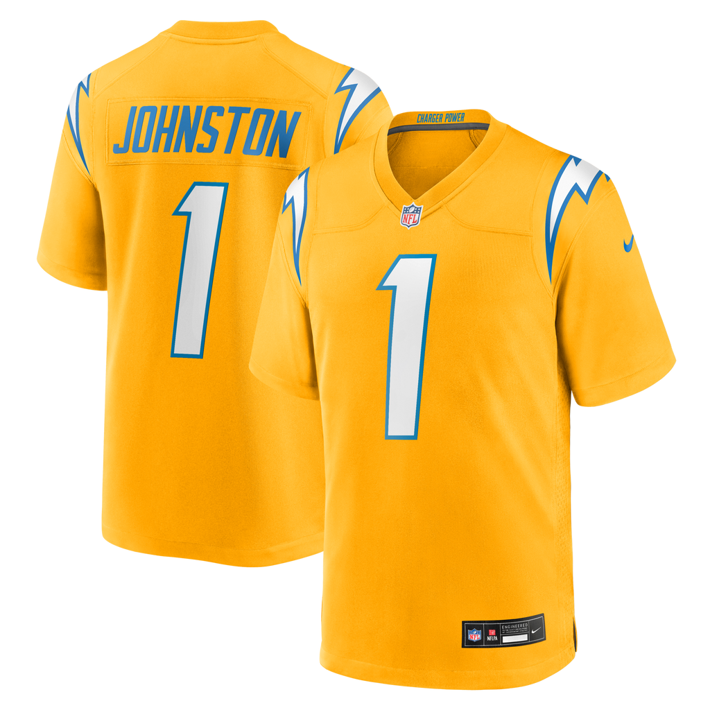 Los Angeles Chargers Quentin Johnston Gold Alternate Charger Power Game Player Jersey product image 1, provided for visual