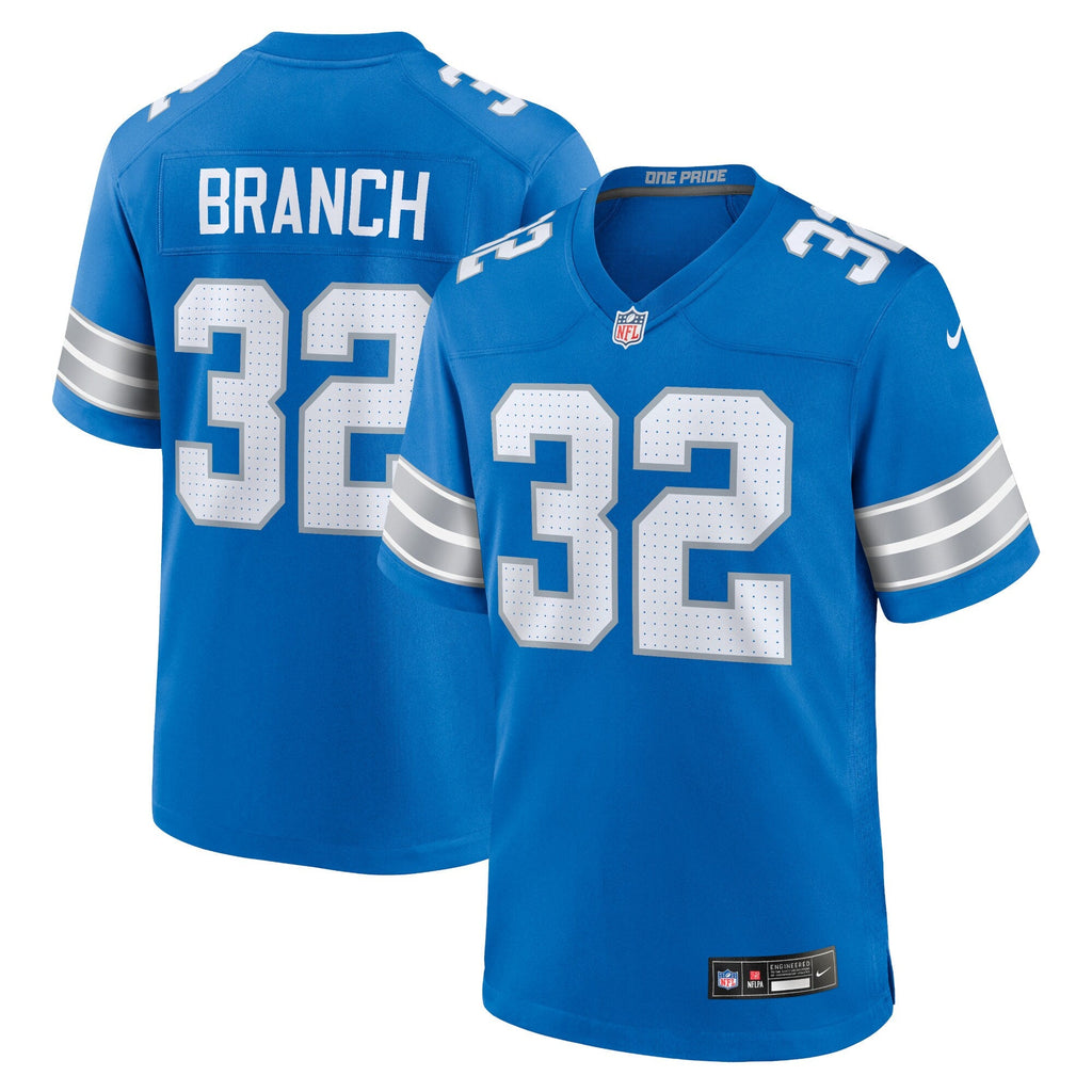 Detroit Lions Brian Branch Blue Game Jersey product image 1, provided for visual reference and product detail review