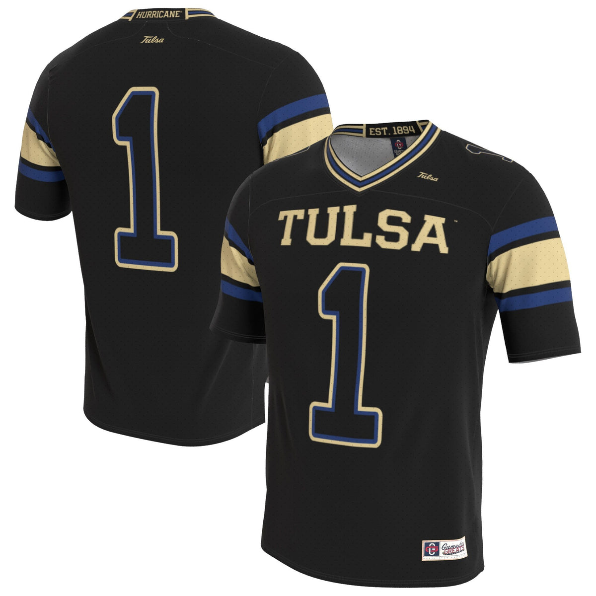 Tulsa Golden Hurricane Lightweight Collegiate Football Blackout Fashion Jersey product image 1, provided for visual