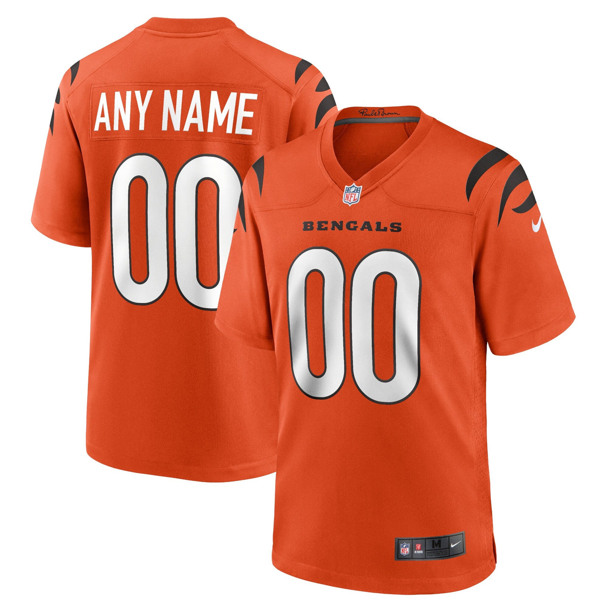Cincinnati Bengals Orange Alternate Game Custom Jersey product image 1, provided for visual reference and product detail