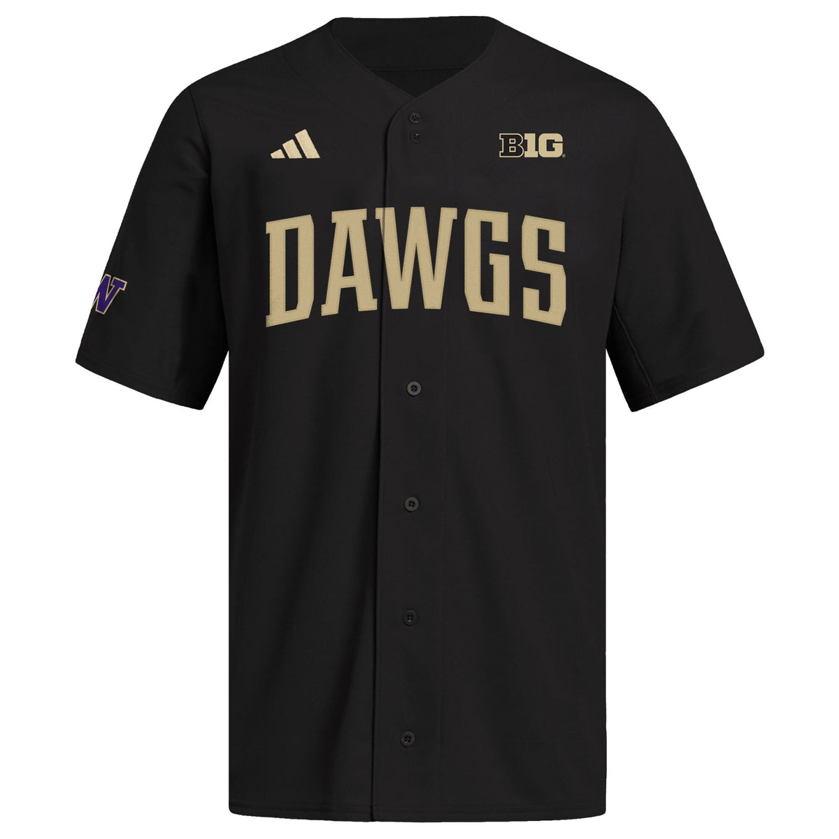 Washington Huskies Replica Baseball Jersey - Black product image 3, provided for visual reference and product detail review