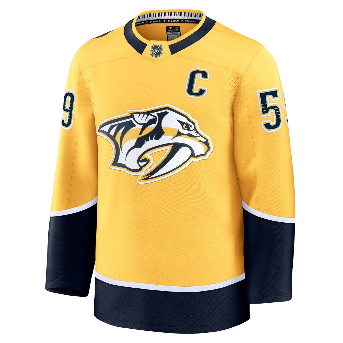 Nashville Predators Roman Josi Yellow Home Premium Jersey product image 3, provided for visual reference and product detail