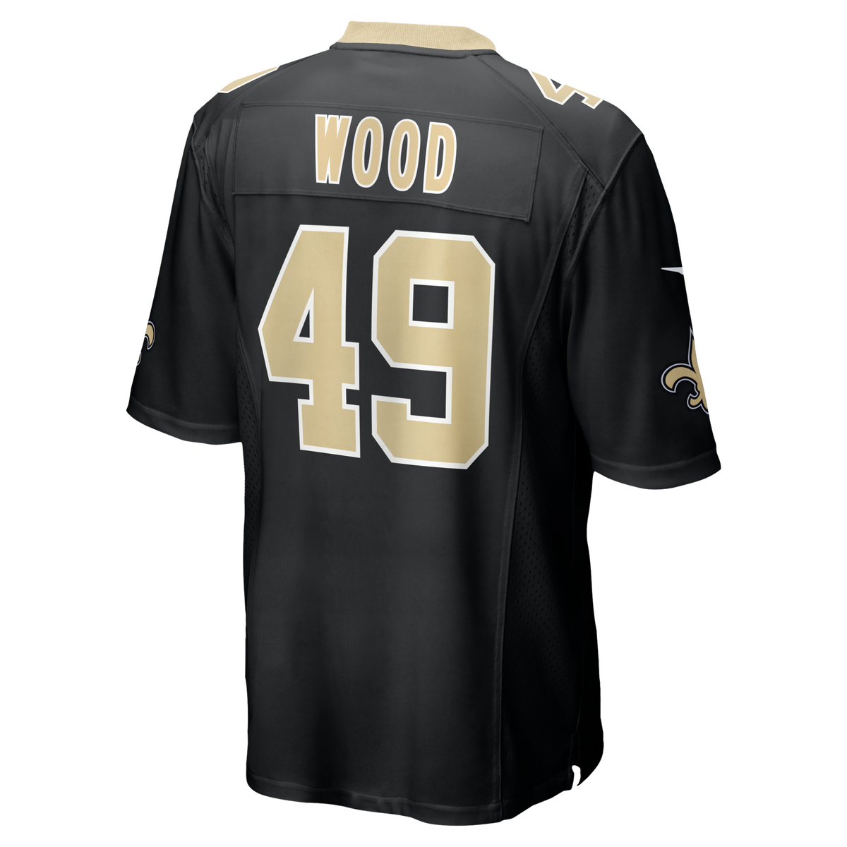 New Orleans Saints Zach Wood Black Game Jersey product image 3, provided for visual reference and product detail review