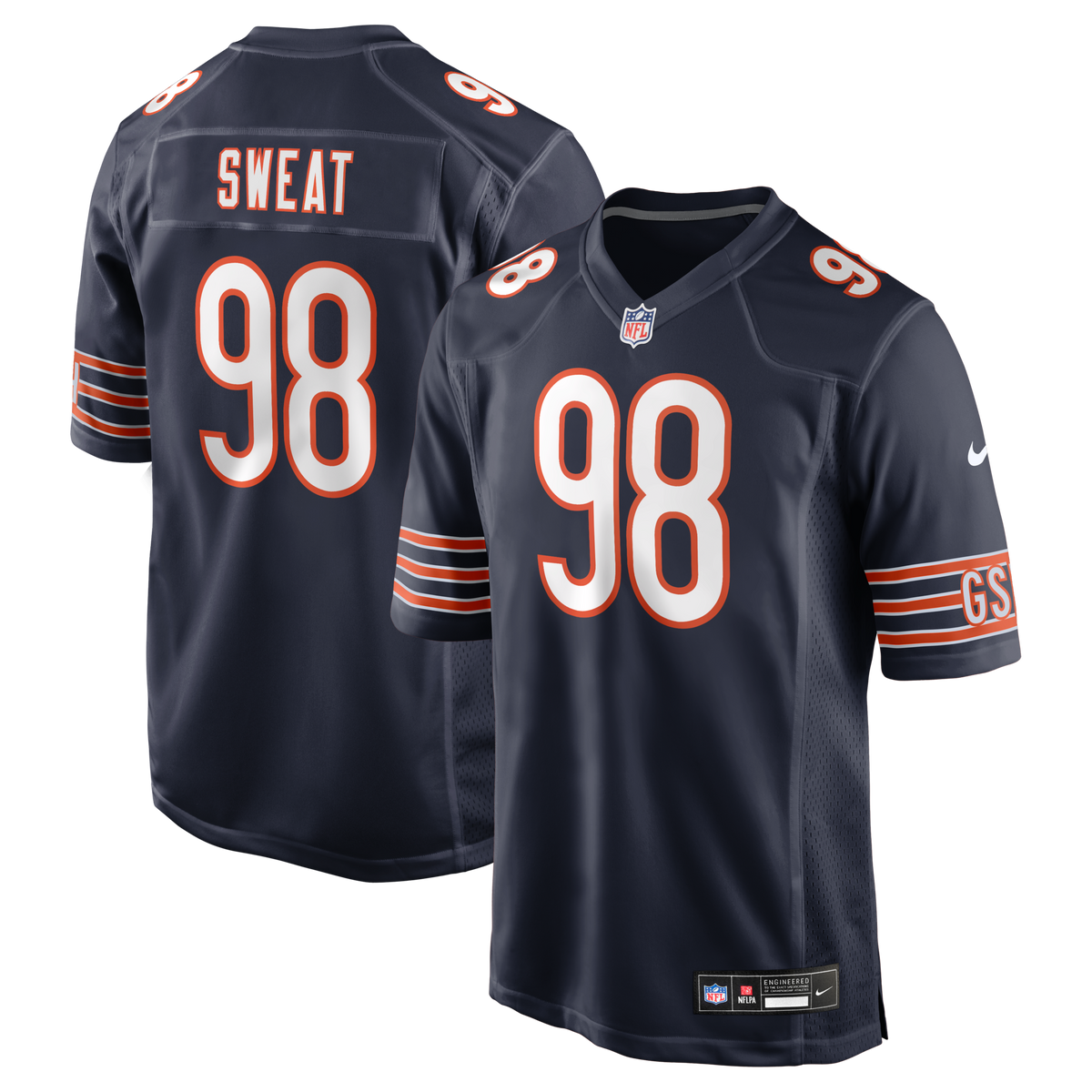 Chicago Bears Montez Sweat Navy Game Jersey product image 1, provided for visual reference and product detail review