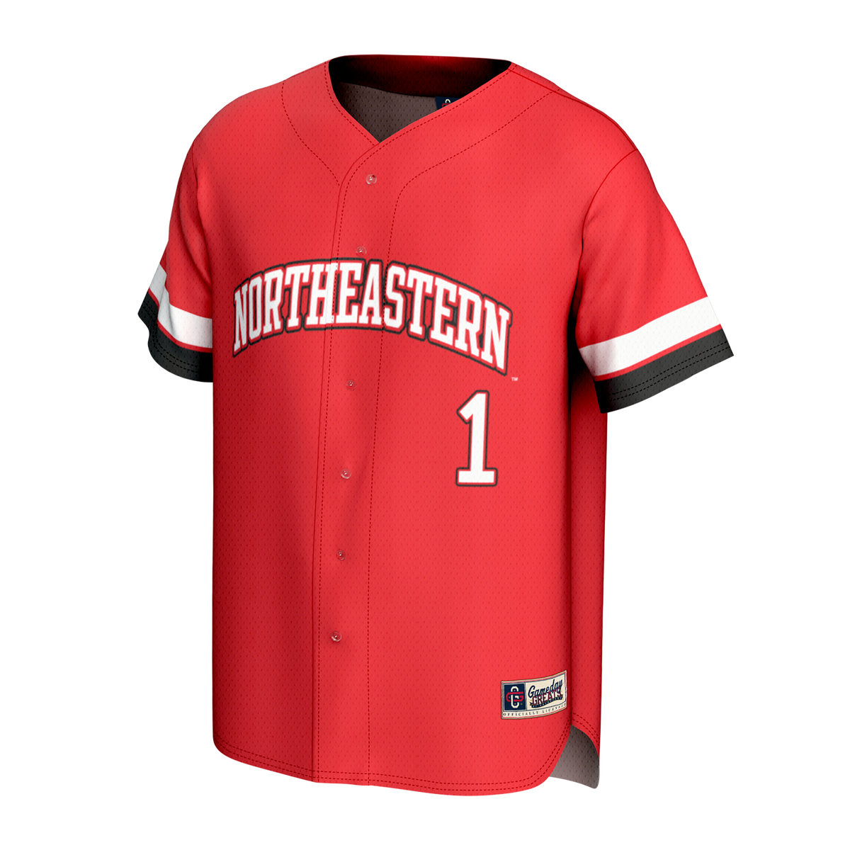 Northeastern Huskies Lightweight Collegiate Baseball Fashion Jersey - Red product image 3, provided for visual reference and
