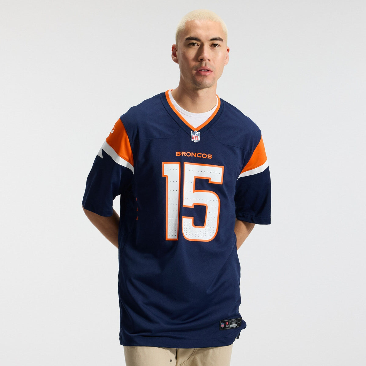 Denver Broncos Nik Bonitto Navy Alternate Game Jersey product image 3, provided for visual reference and product detail