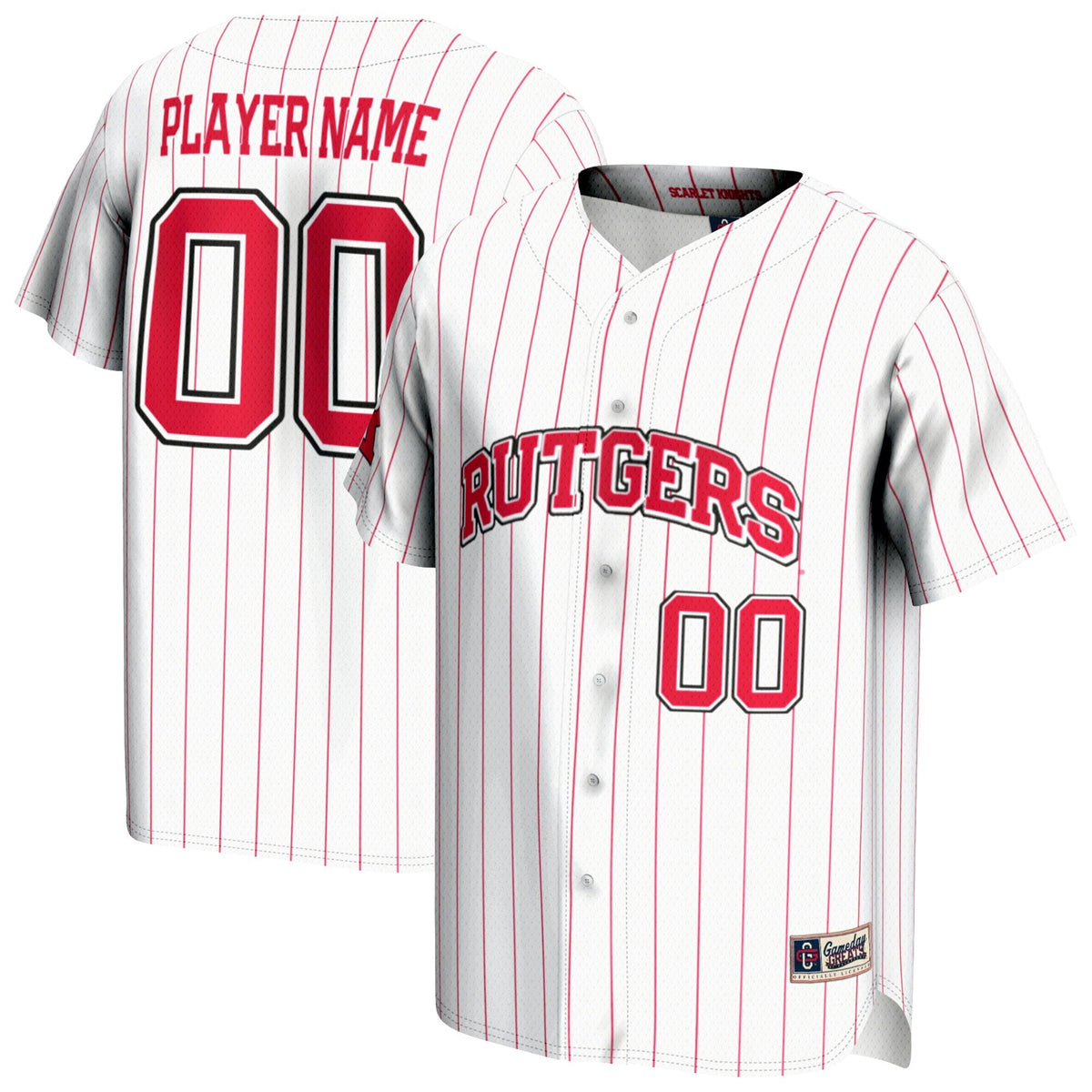 Rutgers Scarlet Knights NIL Pick-A-Player Lightweight Baseball Jersey - White product image 2, provided for visual reference