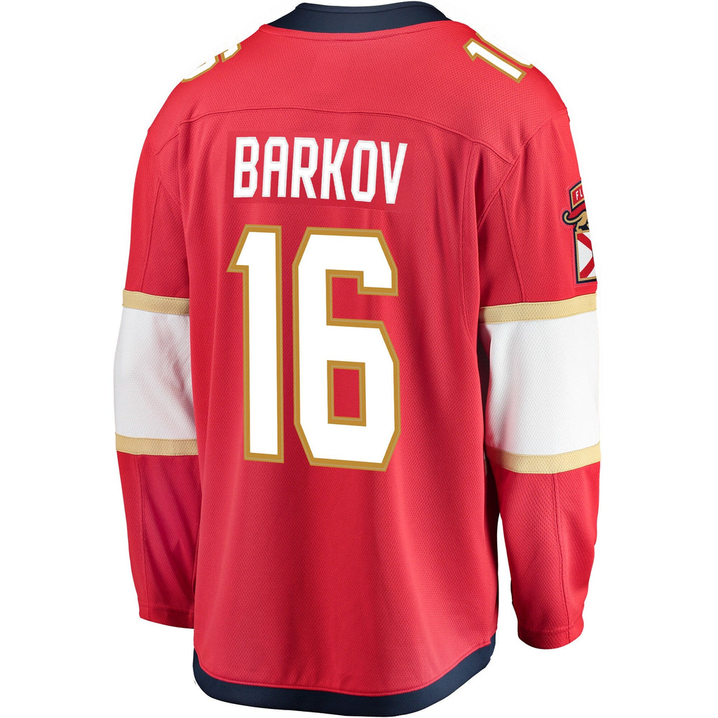 Florida Panthers Aleksander Barkov Red Captain Patch Home Breakaway Jersey product image 4, provided for visual reference