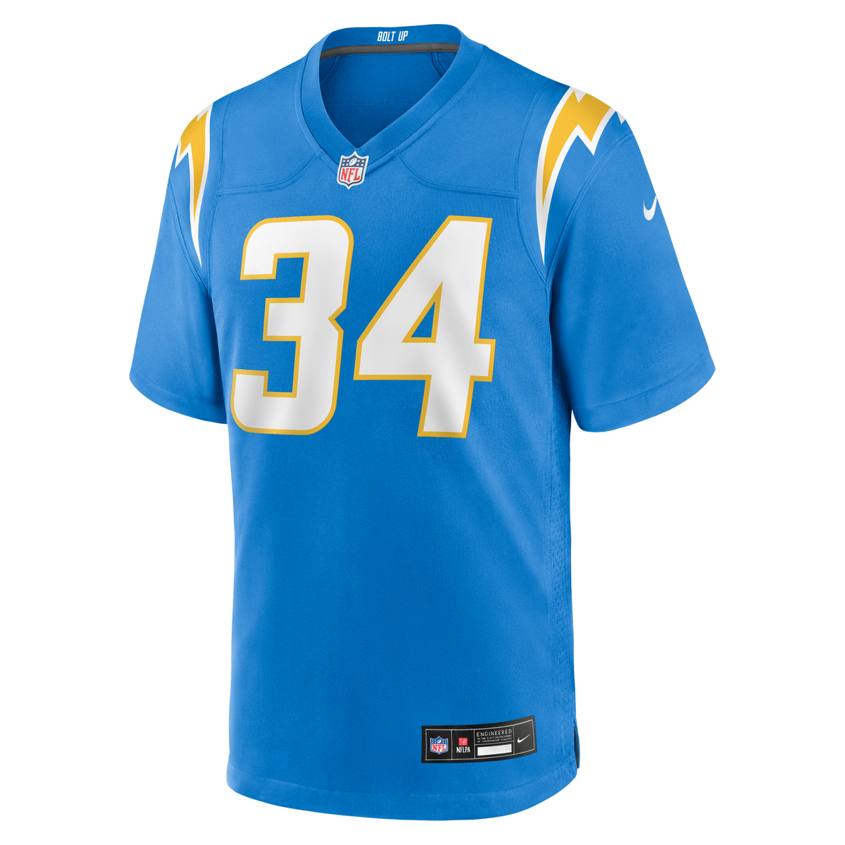 Los Angeles Chargers Keaton Mitchell Powder Blue Team Game Jersey product image 2, provided for visual reference and product