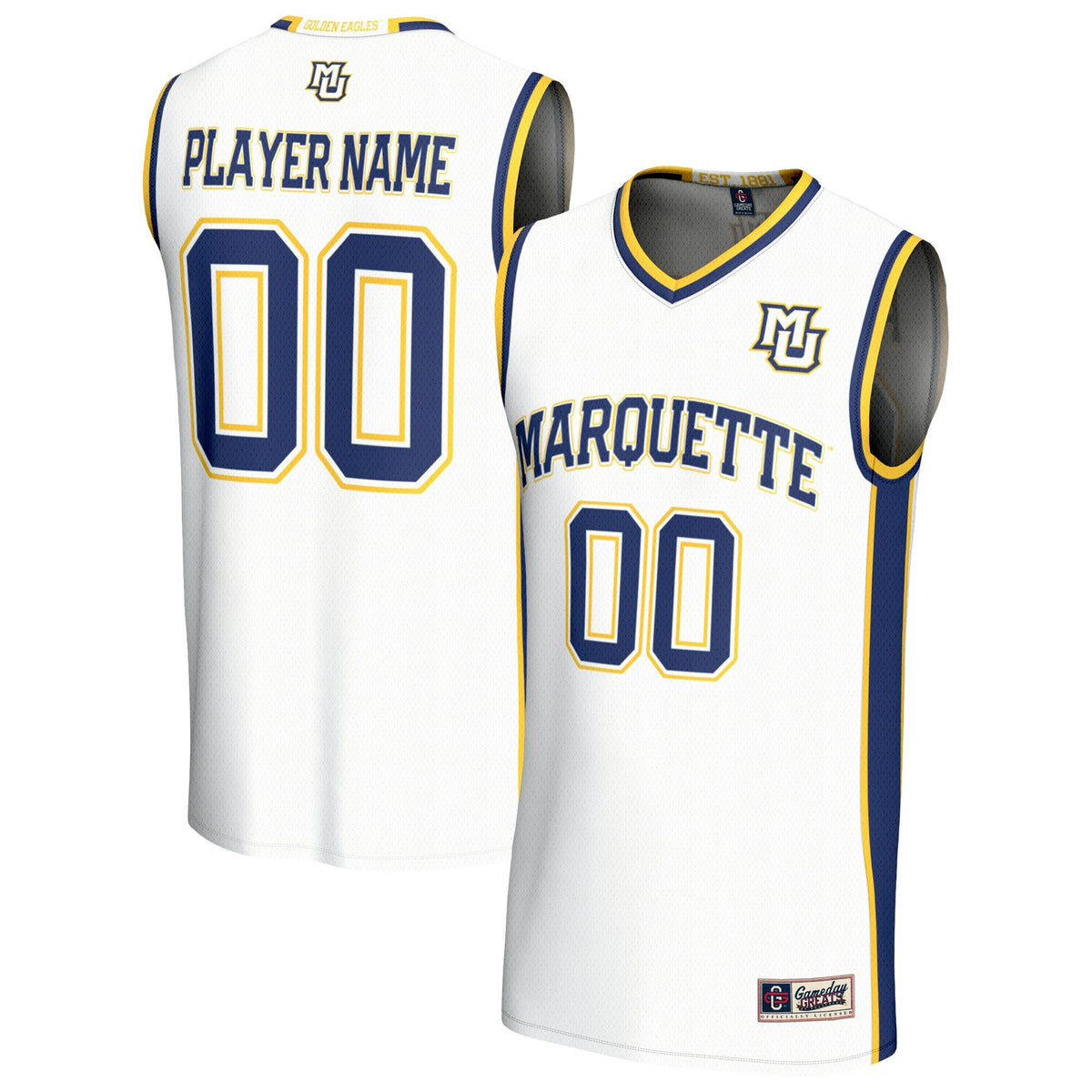 Marquette Golden Eagles Lightweight Collegiate Basketball NIL Pick-A-Player Fashion Jersey - White product image 1, provided
