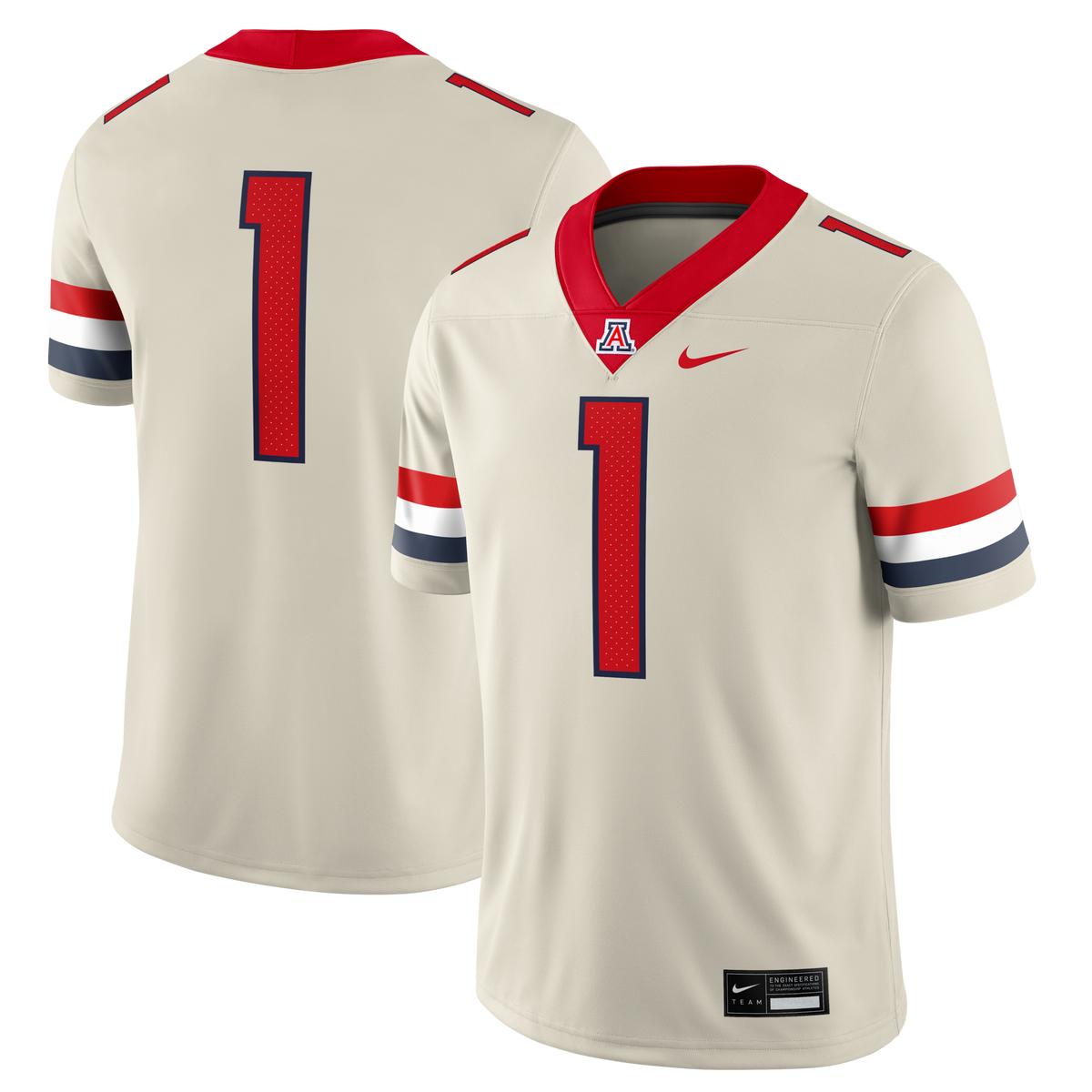 #1 Arizona Wildcats Alternate Game Football Jersey - Cream product image 1, provided for visual reference and product detail