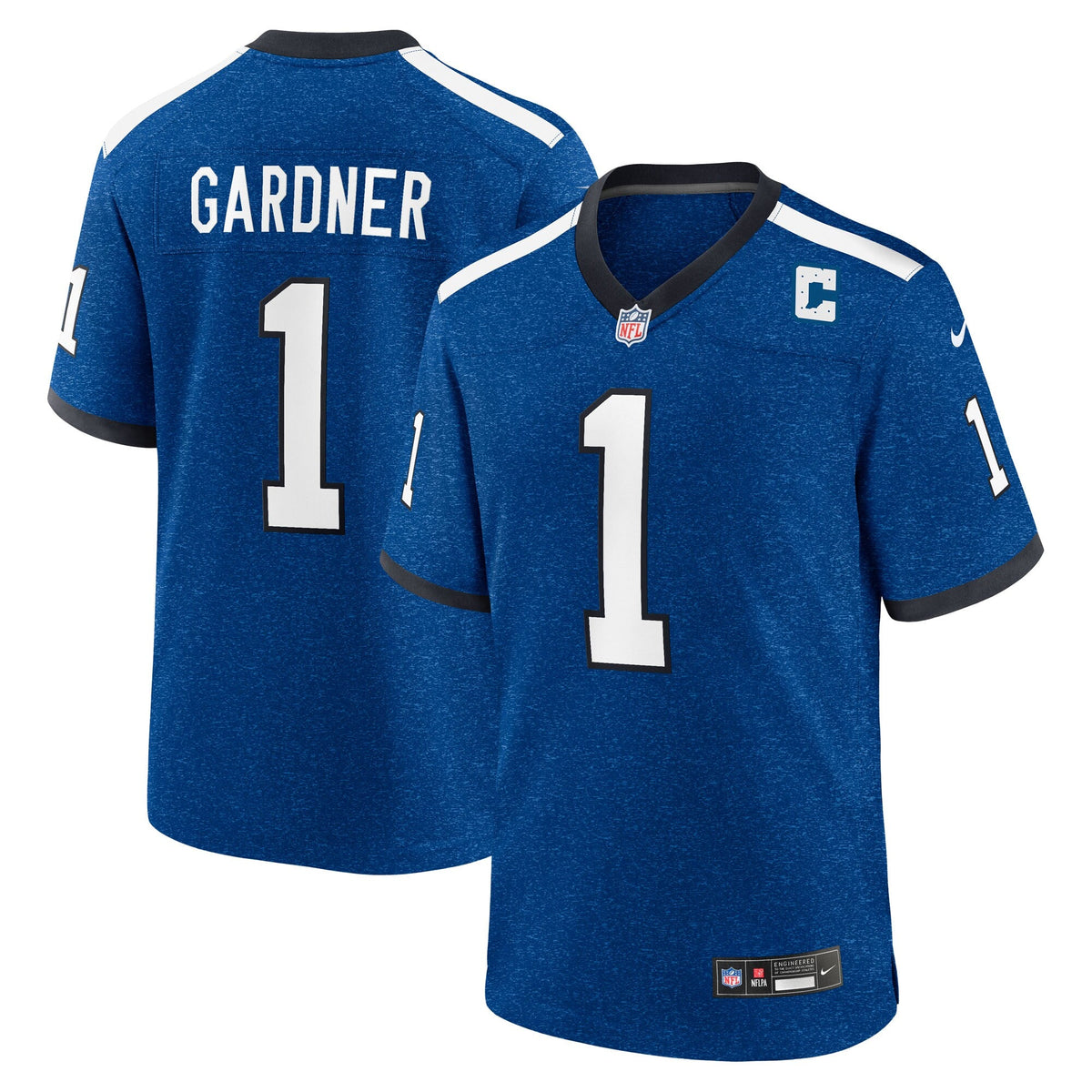 Indianapolis Colts Ahmad Sauce Gardner Heather Royal Alternate 2 Indiana Nights Game Jersey product image 2, provided for