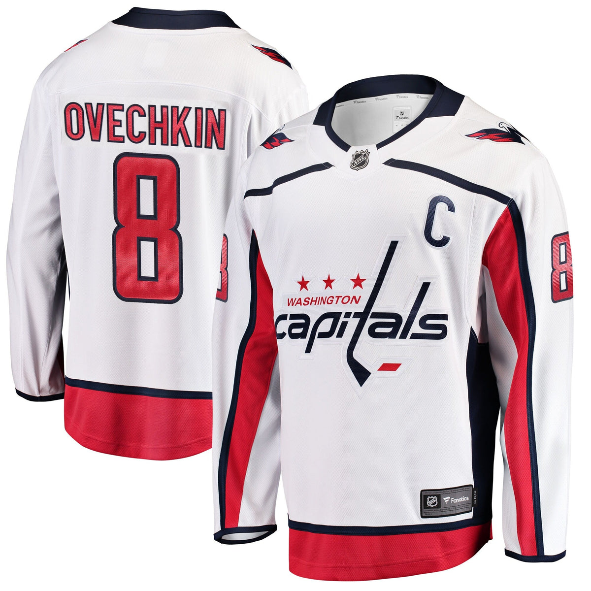 Washington Capitals Alexander Ovechkin White Breakaway Jersey product image 1, provided for visual reference and product