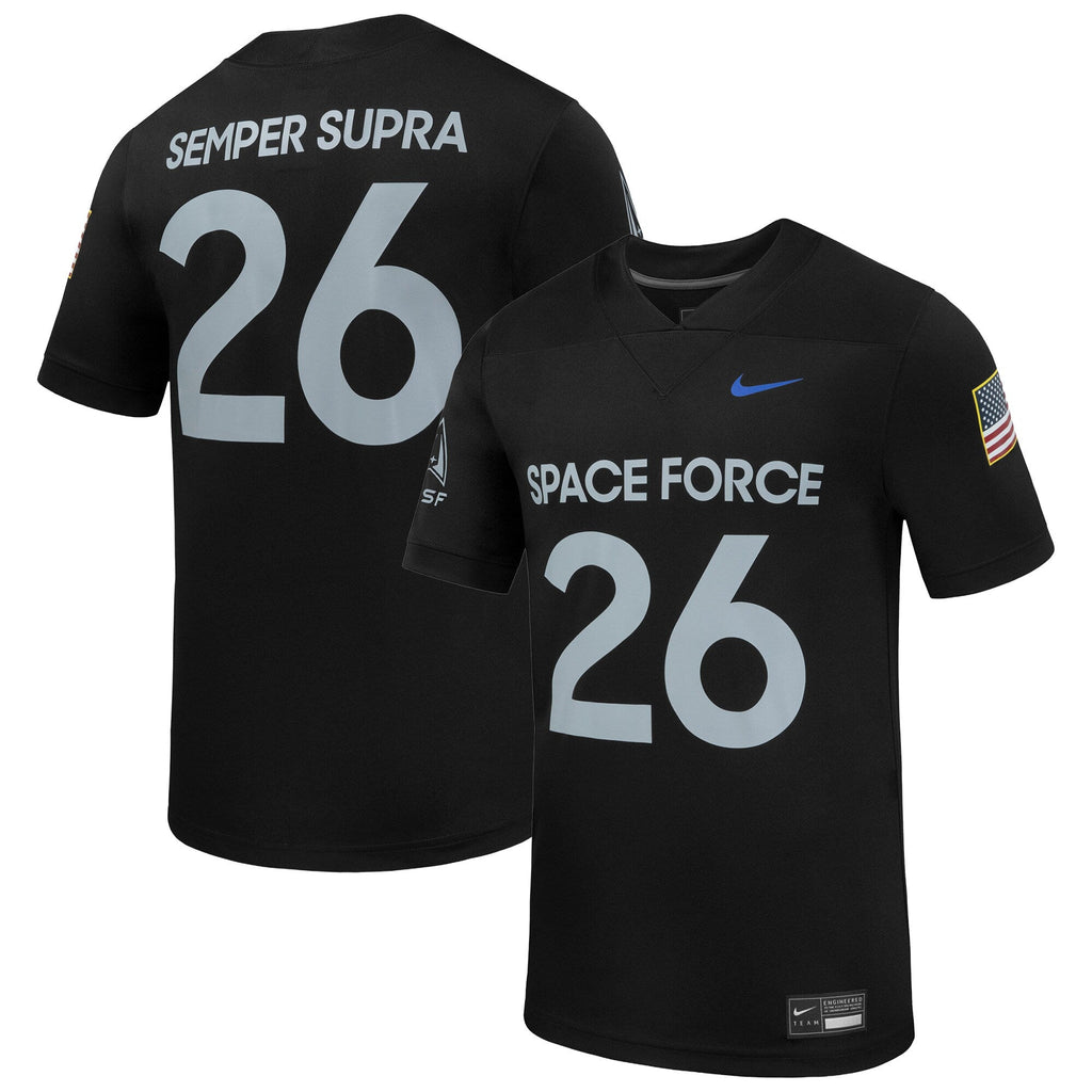 Air Force Falcons Space Force Replica Football Jersey - Black product image 1, provided for visual reference and product