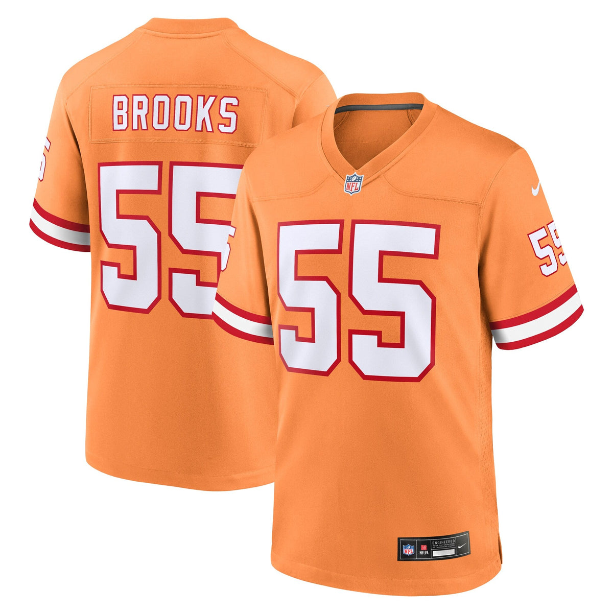 Tampa Bay Buccaneers Derrick Brooks Orange Throwback Game Jersey product image 2, provided for visual reference and product
