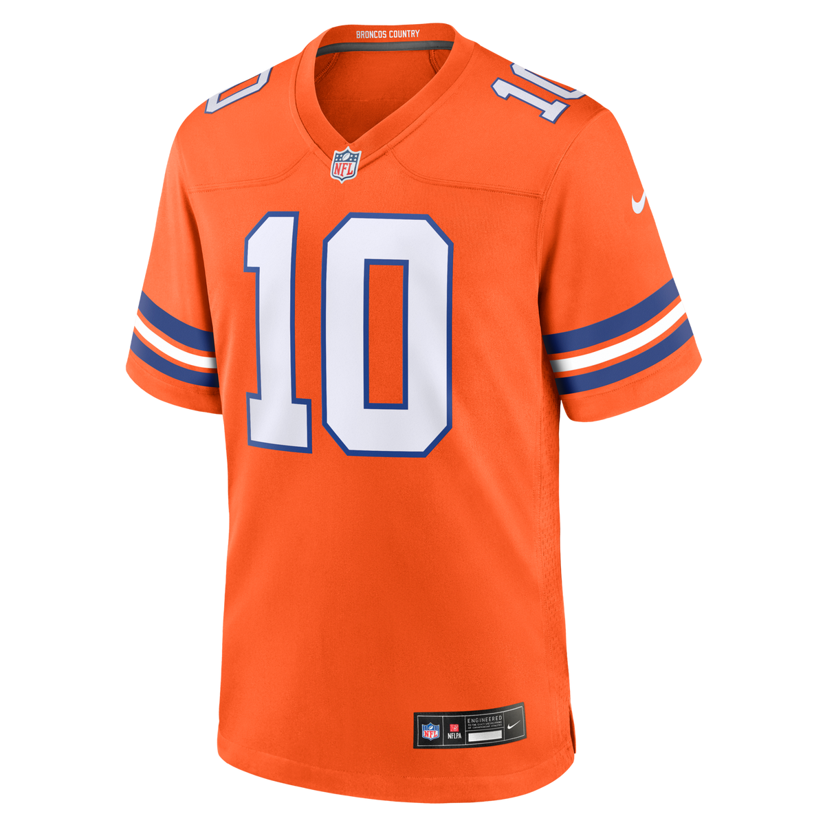 Denver Broncos Bo Nix Orange Mile High Collection 1977 Throwback Player Game Jersey product image 2, provided for visual