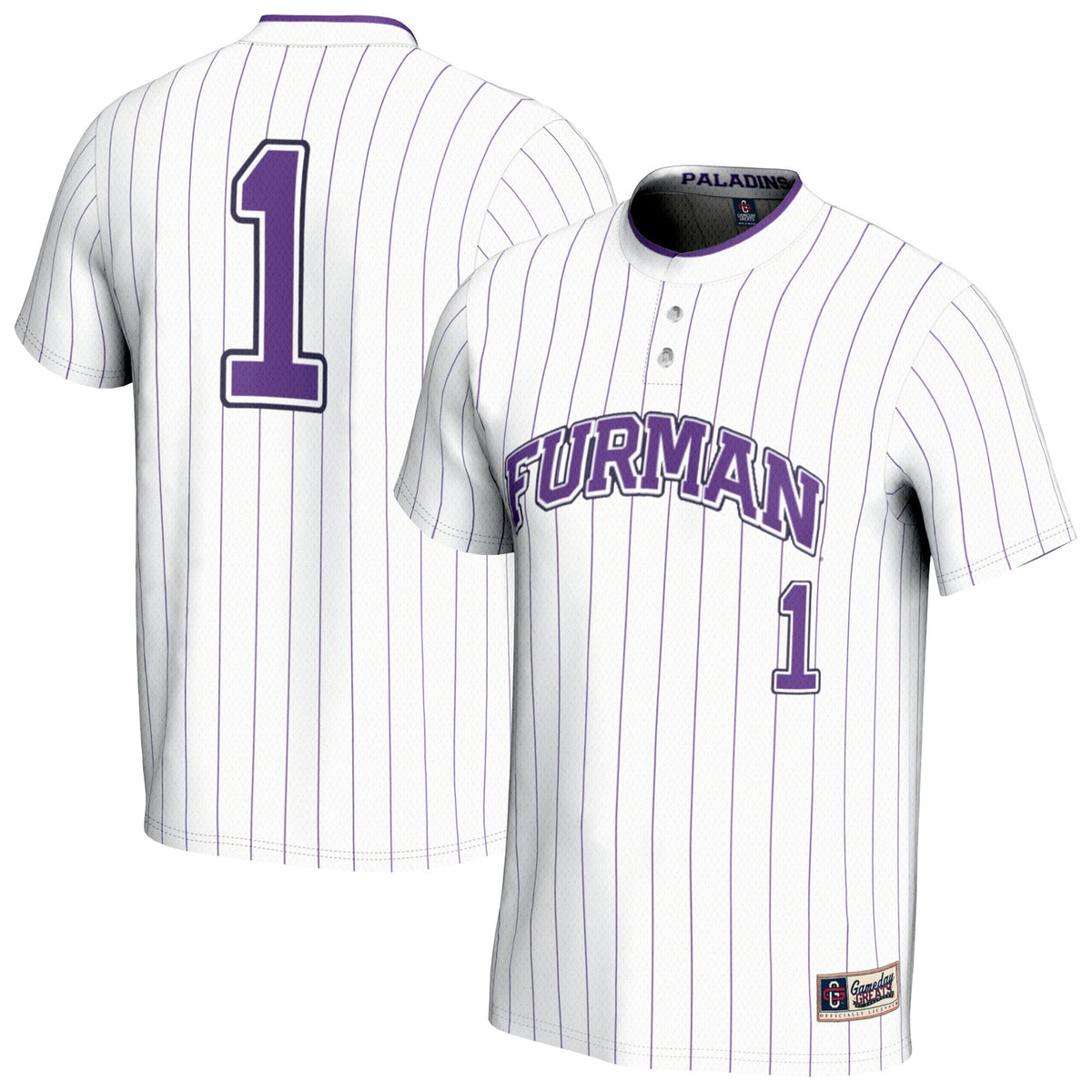 Furman Paladins Lightweight Collegiate Softball Fashion Jersey - White product image 2, provided for visual reference and
