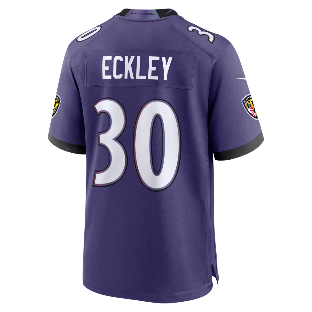 Baltimore Ravens Ryan Eckley Purple Team Game Jersey product image 4, provided for visual reference and product detail review