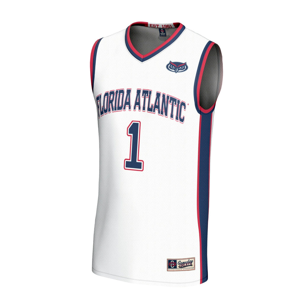 #1 Florida Atlantic Owls Lightweight Basketball Jersey - White product image 3, provided for visual reference and product
