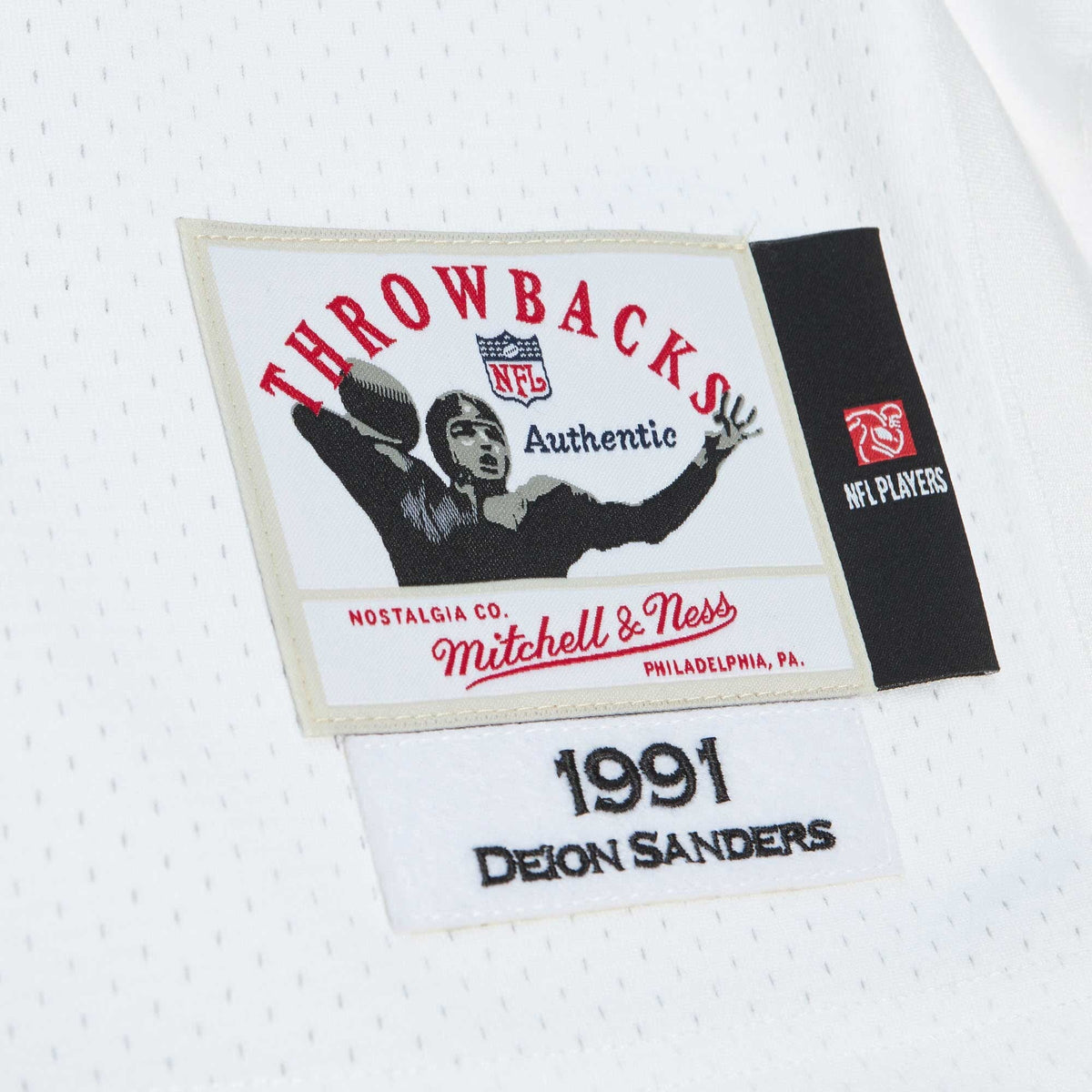 Atlanta Falcons 1991 Deion Sanders White Authentic Throwback Retired Player Jersey product image 6, provided for visual