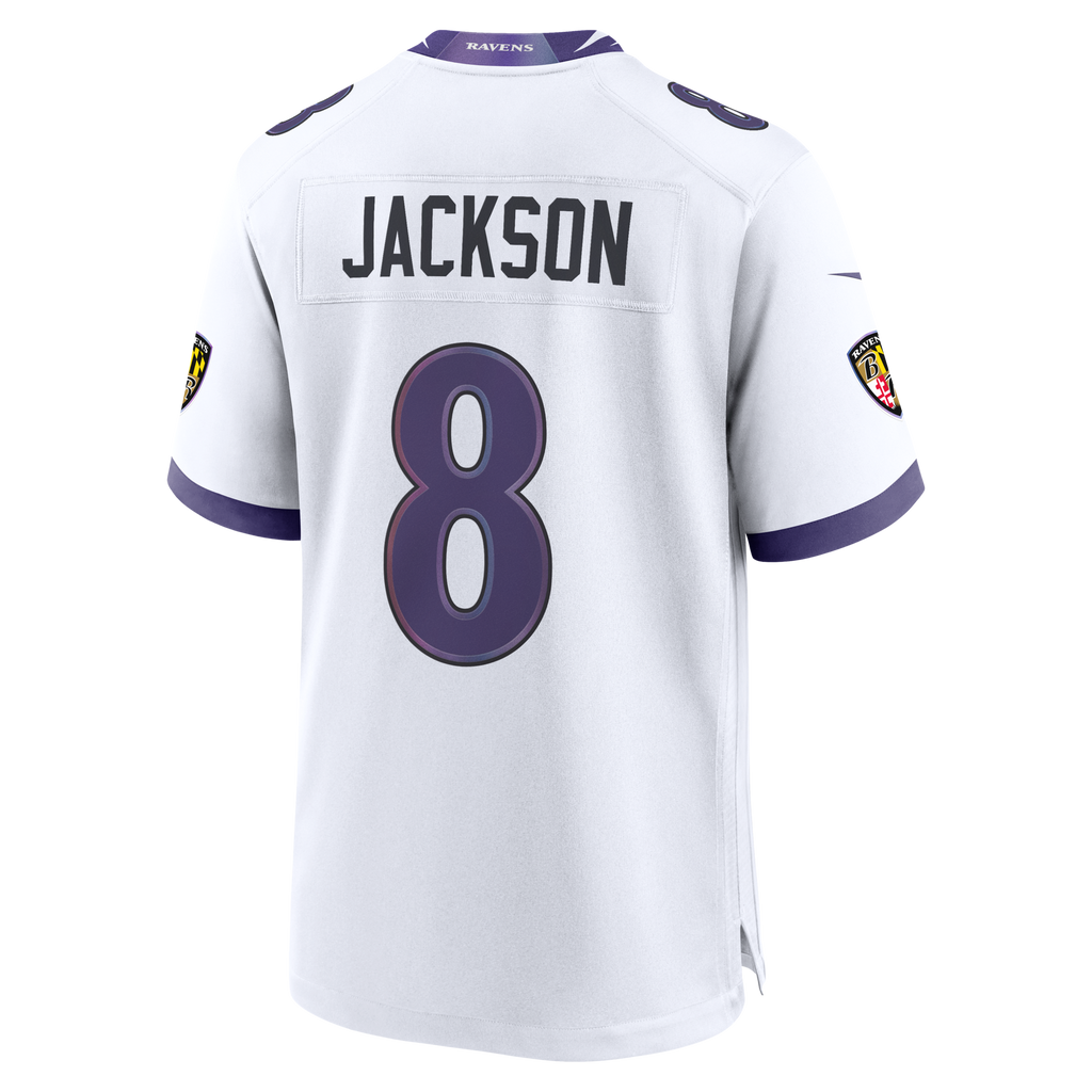 Baltimore Ravens Lamar Jackson White Game Jersey product image 8, provided for visual reference and product detail review