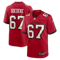 Tampa Bay Buccaneers Luke Goedeke Red Game Player Jersey product image 1, provided for visual reference and product detail