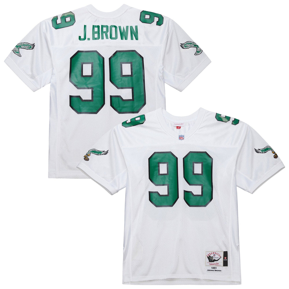 Philadelphia Eagles Jerome Brown White 1991 Authentic Throwback Retired Player Jersey product image 2, provided for visual