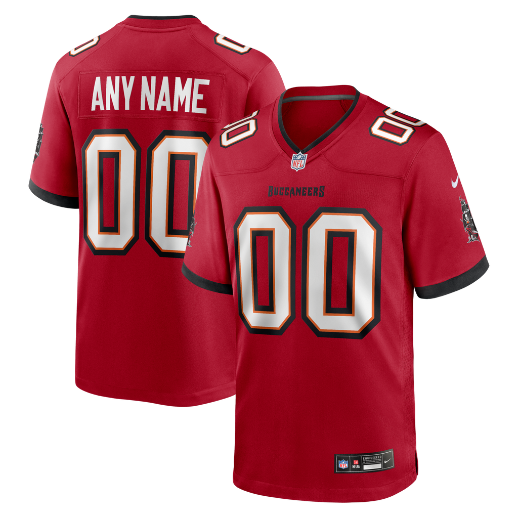 Red Tampa Bay Buccaneers Team Custom Game Jersey product image 1, provided for visual reference and product detail review