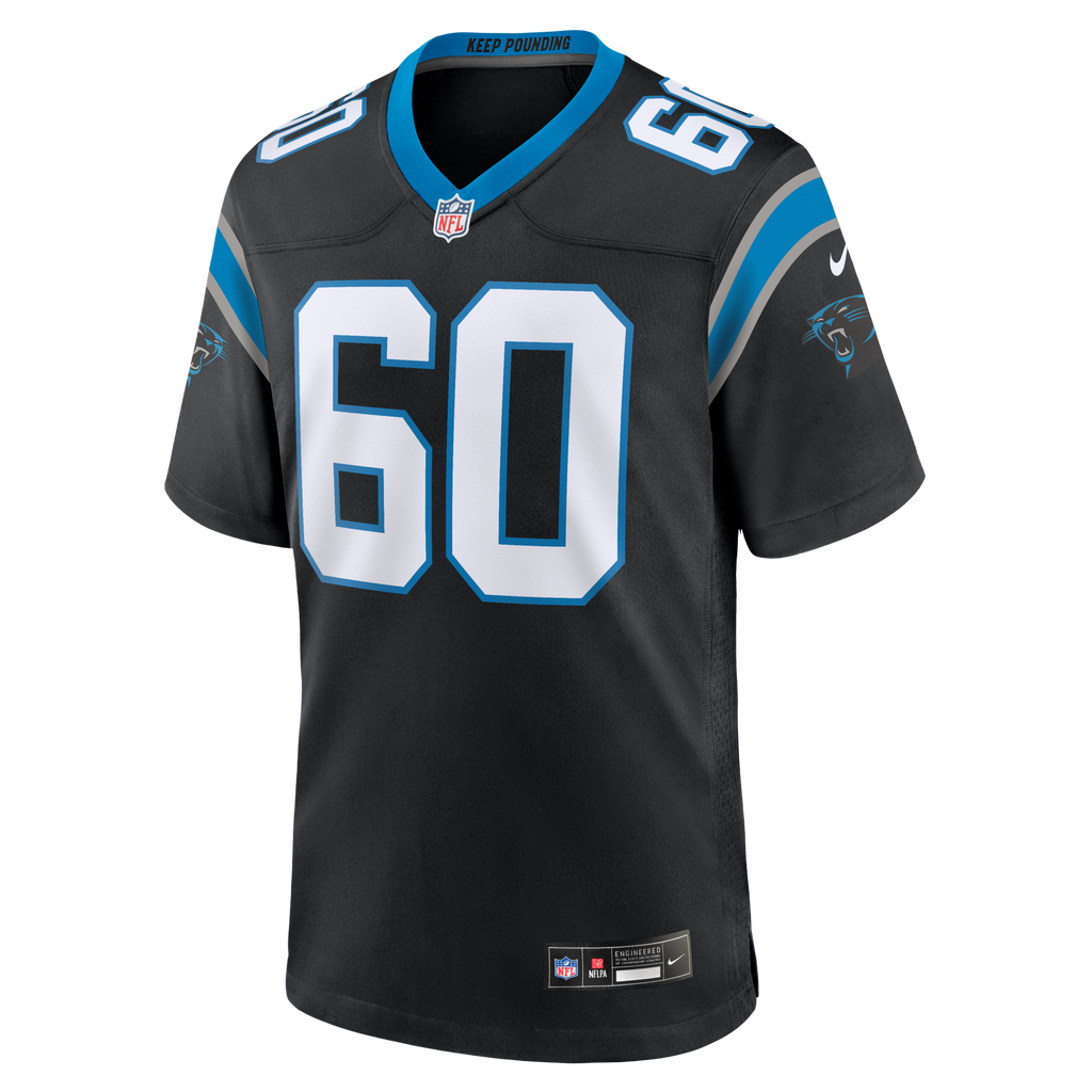 Carolina Panthers Nick Samac Black Team Game Jersey product image 3, provided for visual reference and product detail review