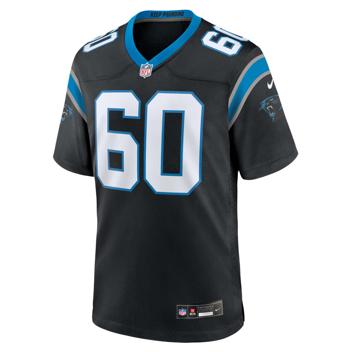 Carolina Panthers Nick Samac Black Team Game Jersey product image 3, provided for visual reference and product detail review