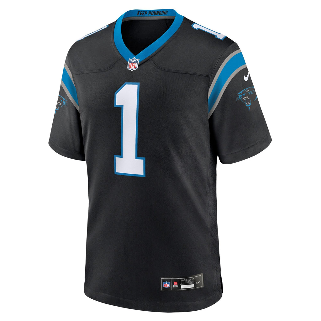 Carolina Panthers Number 1 Dad Black Game Jersey product image 3, provided for visual reference and product detail review