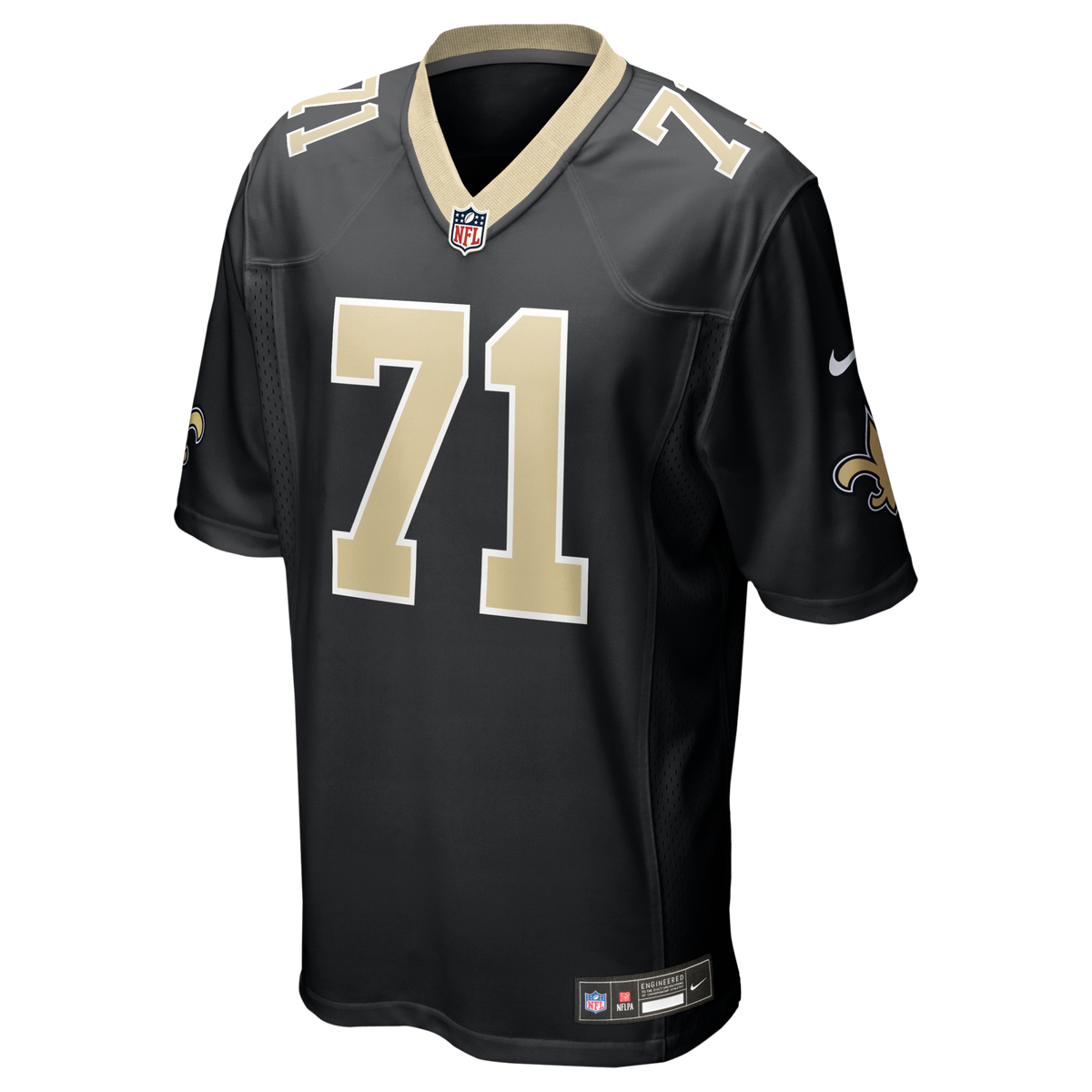 New Orleans Saints Kelvin Banks Jr. Black Game Player Jersey product image 2, provided for visual reference and product