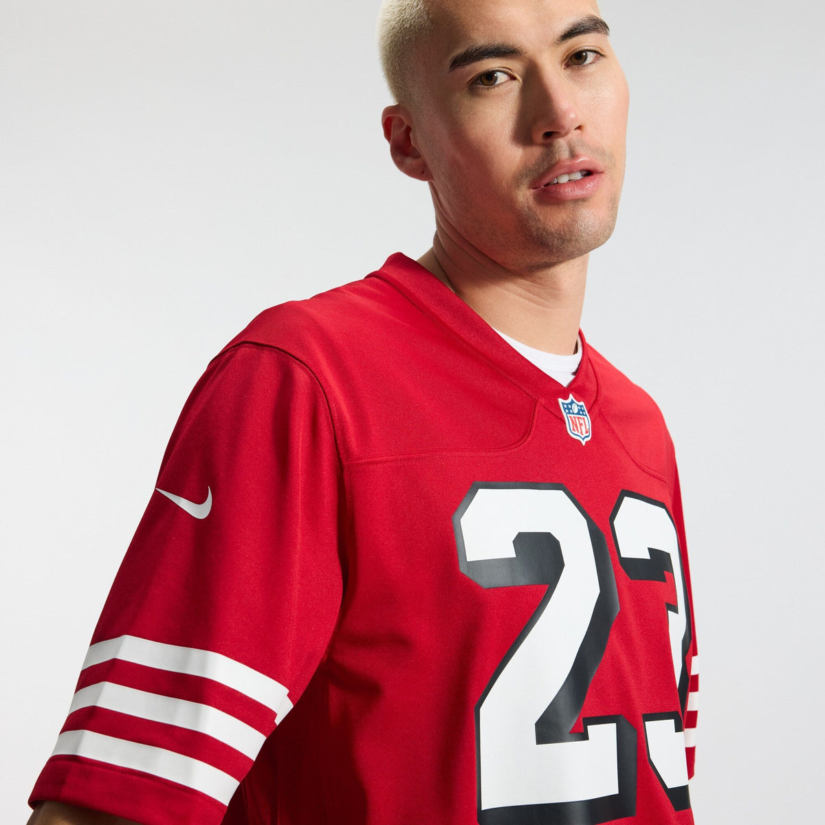 San Francisco 49ers Christian McCaffrey Scarlet Alternate Game Player Jersey product image 11, provided for visual reference