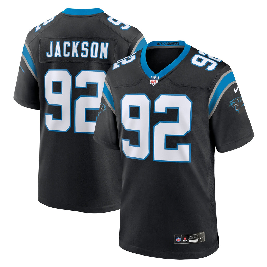 Carolina Panthers Cam Jackson Black Team Game Jersey product image 1, provided for visual reference and product detail review