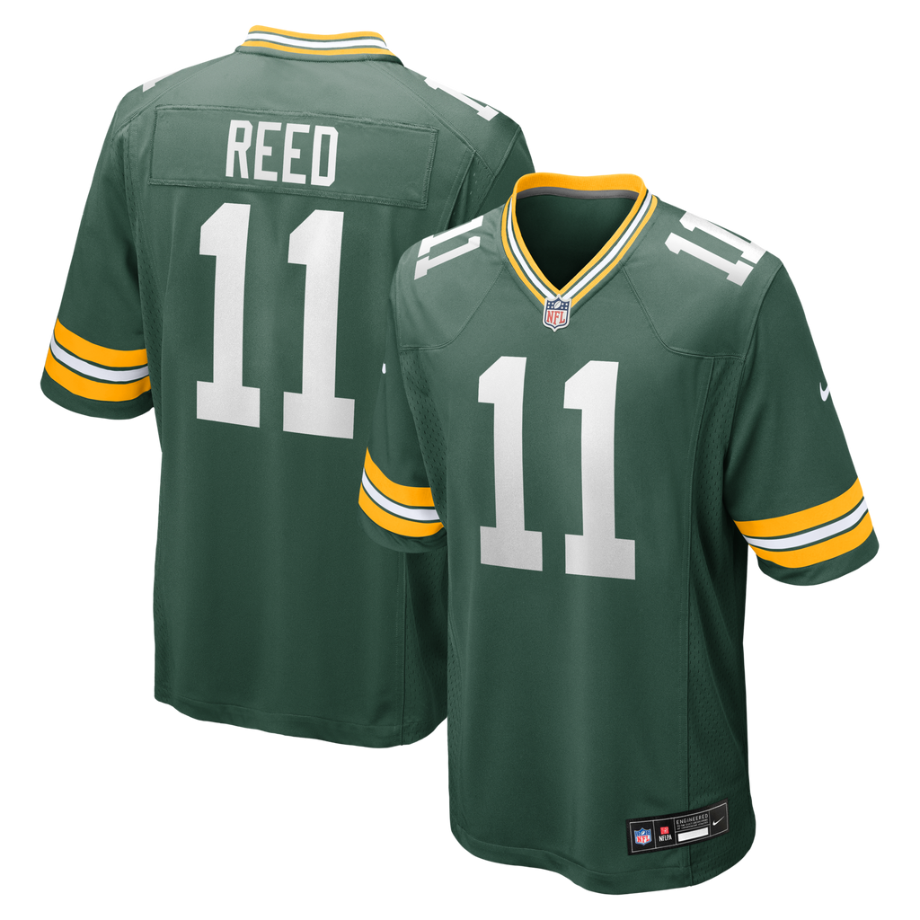 Green Bay Packers Jayden Reed Green Game Jersey product image 1, provided for visual reference and product detail review