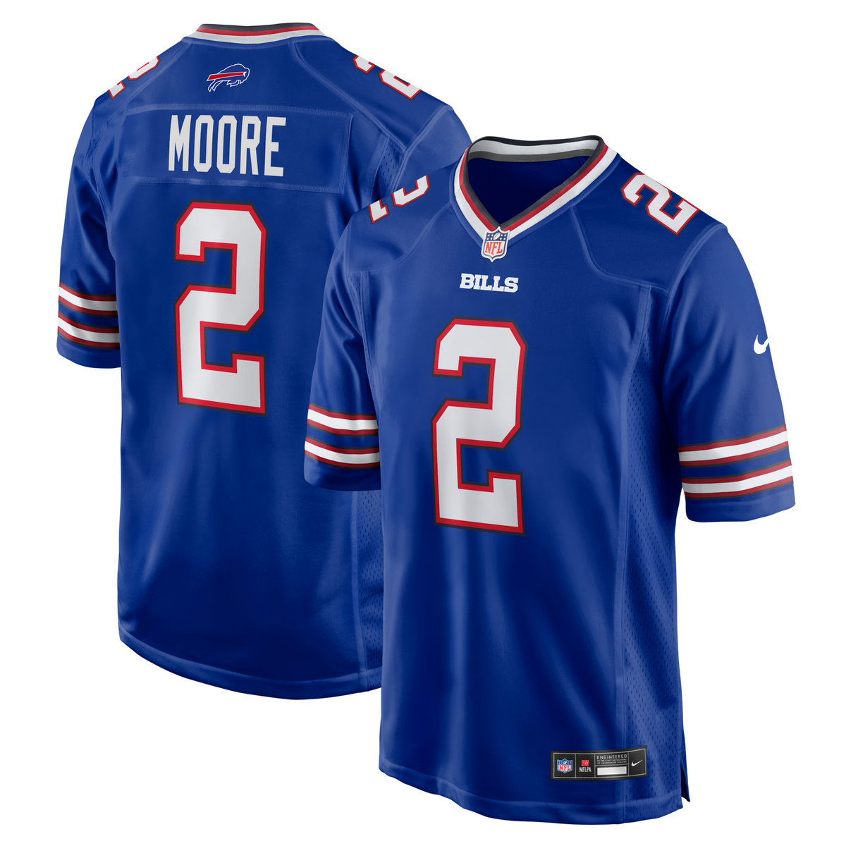 Buffalo Bills D.J. Moore Royal Game Jersey product image 2, provided for visual reference and product detail review
