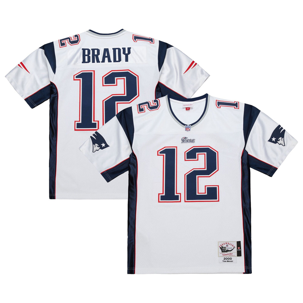 New England Patriots Tom Brady White 2000 Authentic Jersey product image 2, provided for visual reference and product detail