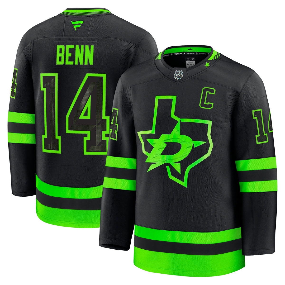 Dallas Stars Jamie Benn Black Alternate Premium Jersey product image 2, provided for visual reference and product detail