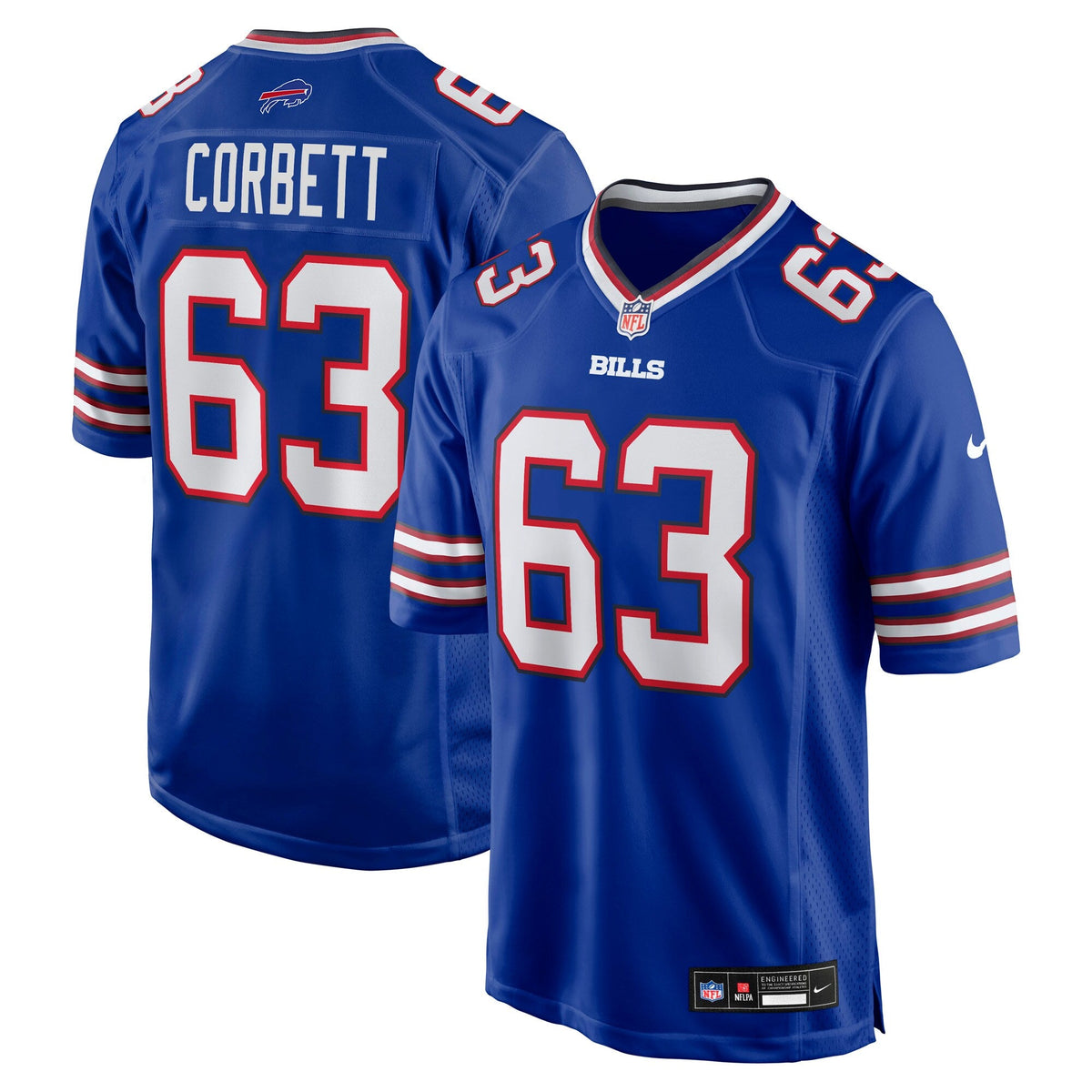Buffalo Bills Austin Corbett Royal Team Game Jersey product image 1, provided for visual reference and product detail review