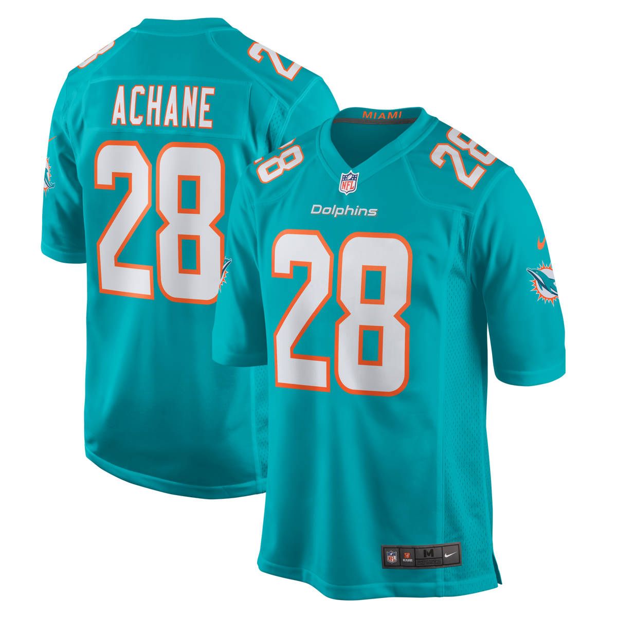 Miami Dolphins Devon Achane Aqua Player Game Jersey product image 2, provided for visual reference and product detail review