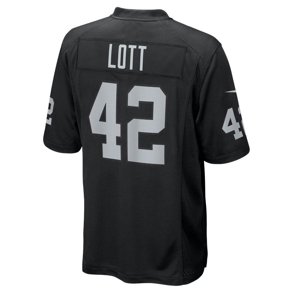 Las Vegas Raiders Ronnie Lott Black Game Retired Player Jersey product image 3, provided for visual reference and product