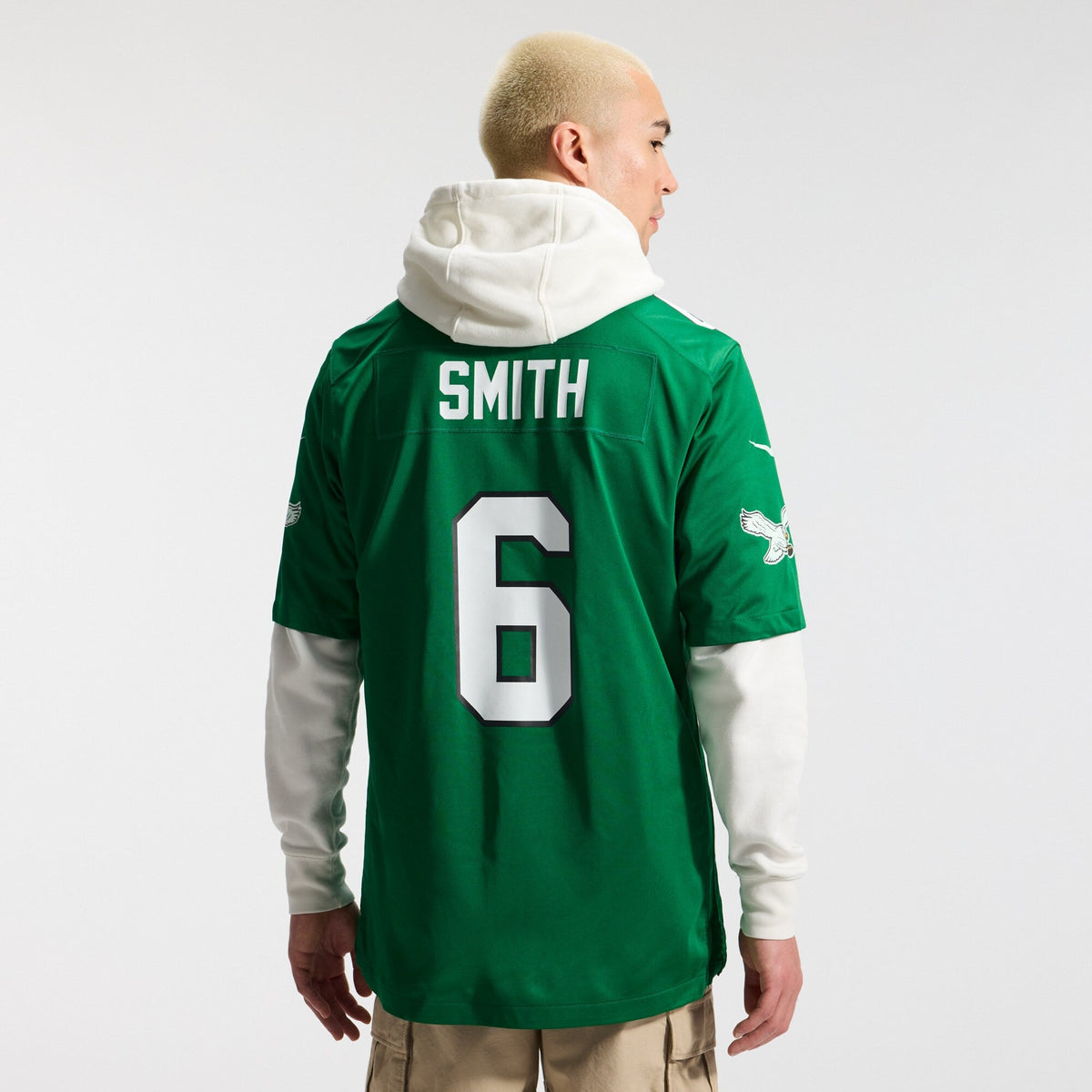 Philadelphia Eagles DeVonta Smith Kelly Green Alternate Game Player Jersey product image 4, provided for visual reference
