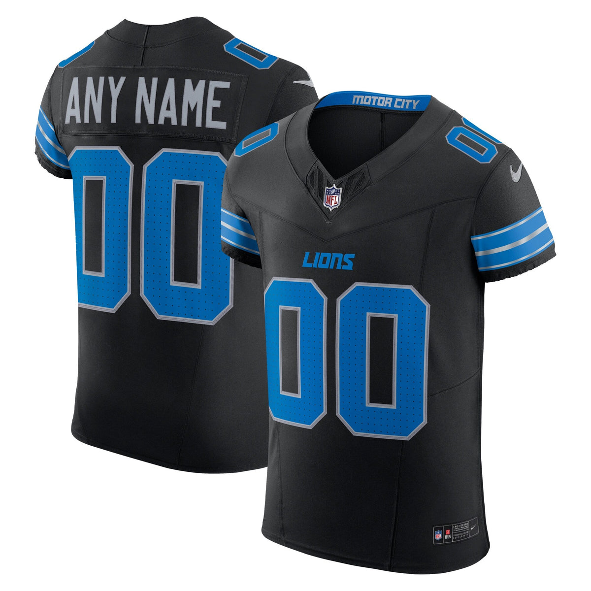 Detroit Lions Black Alternate Vapor F.U.S.E. Elite Custom Jersey product image 2, provided for visual reference and product