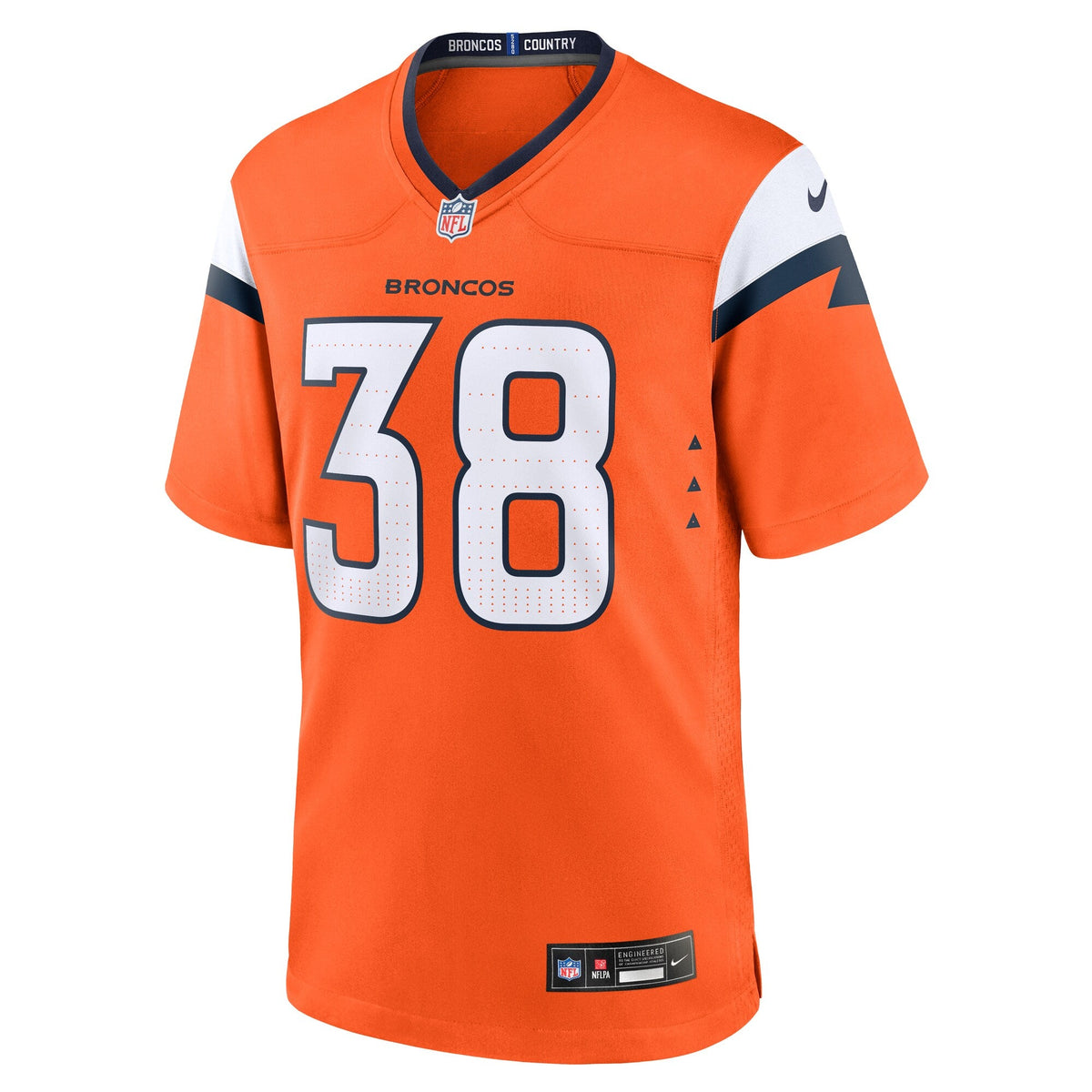Denver Broncos Jaleel McLaughlin Orange Team Game Jersey product image 2, provided for visual reference and product detail
