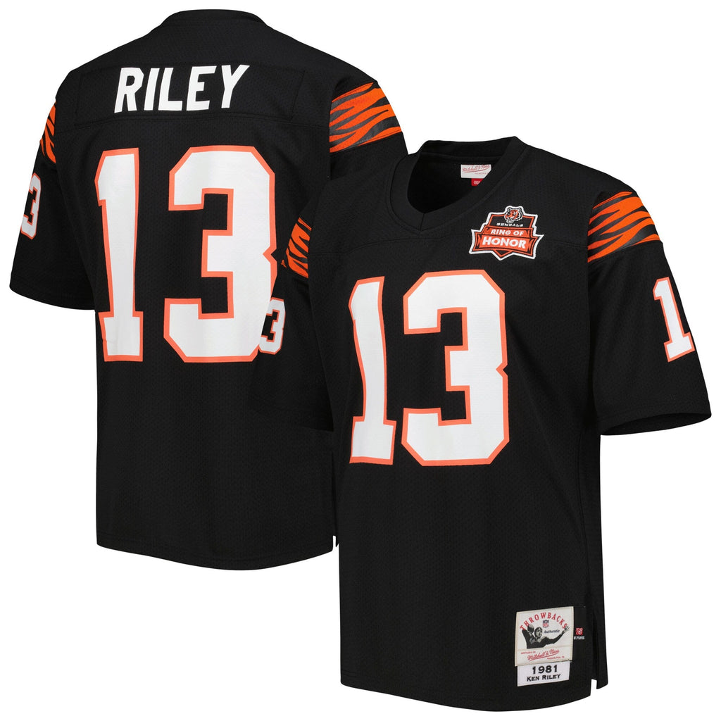 Cincinnati Bengals 1981 Ken Riley Black Authentic Throwback Retired Player Jersey product image 2, provided for visual