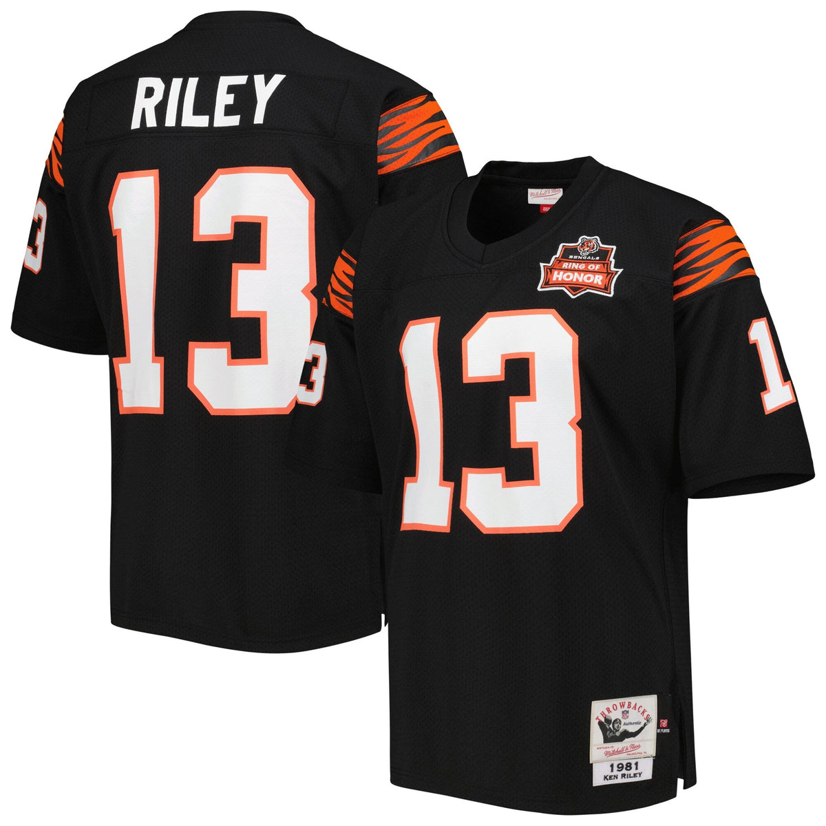 Cincinnati Bengals 1981 Ken Riley Black Authentic Throwback Retired Player Jersey product image 2, provided for visual