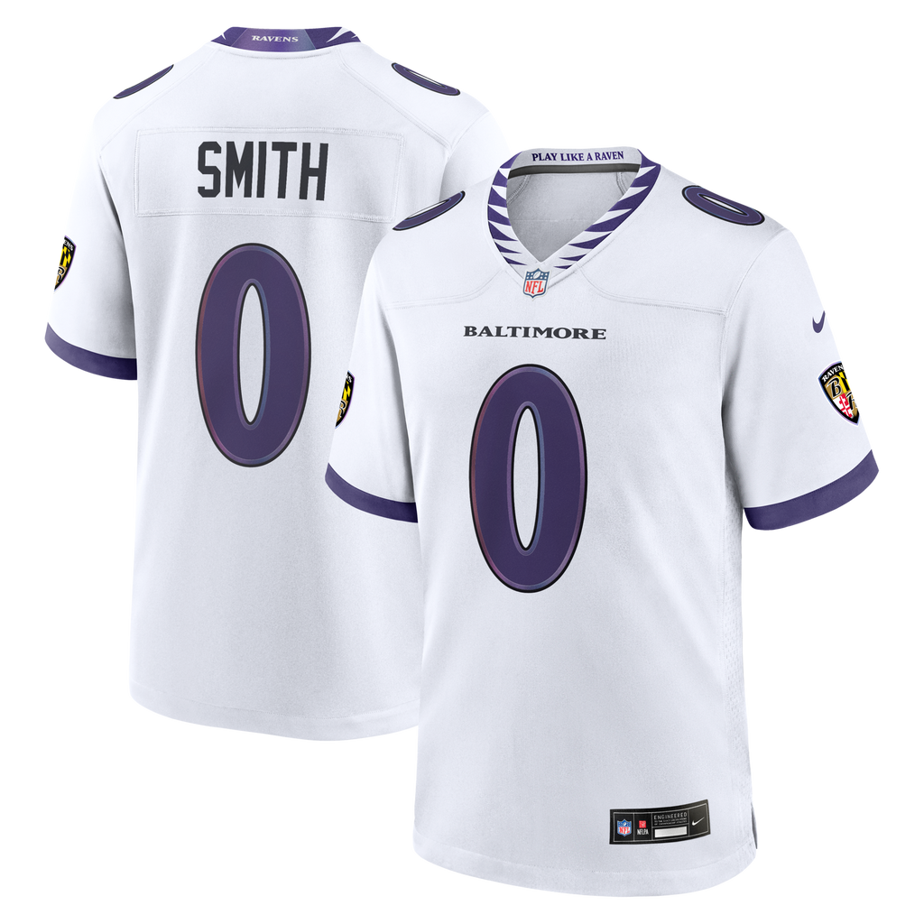 Baltimore Ravens Roquan Smith White Game Jersey product image 2, provided for visual reference and product detail review