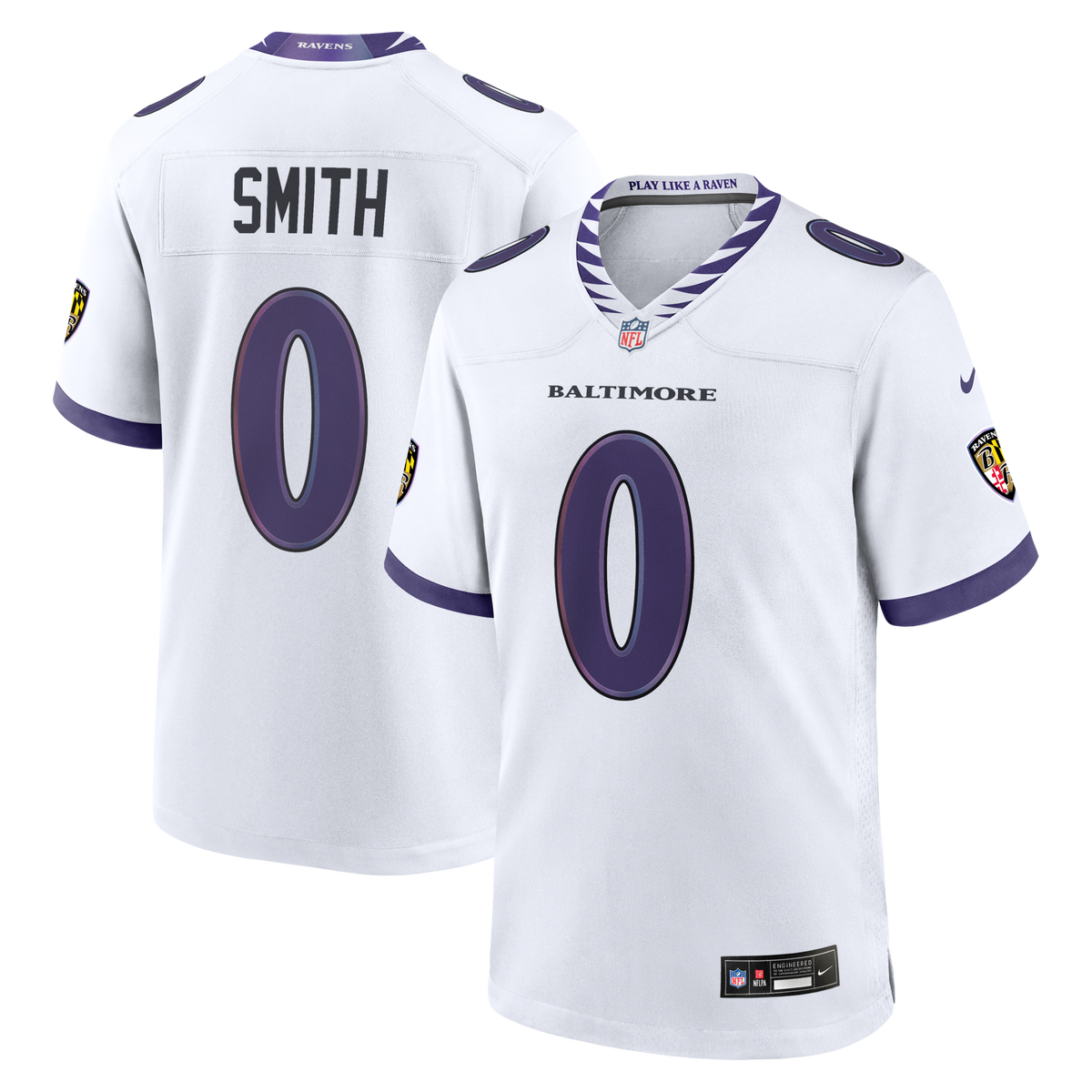 Baltimore Ravens Roquan Smith White Game Jersey product image 2, provided for visual reference and product detail review
